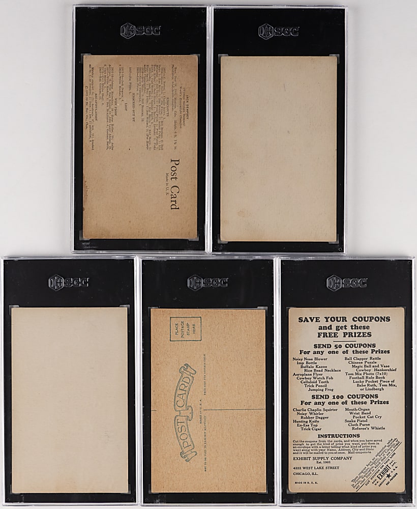 1925-1930 Boxing Exhibits Jack Dempsey SGC Graded Collection (5)
