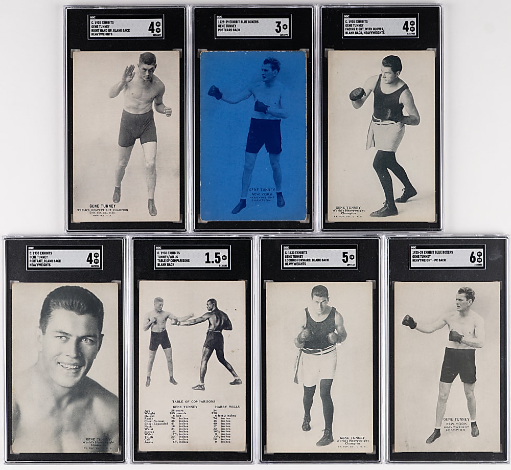 1925-1930 Boxing Exhibits Gene Tunney SGC Graded Collection (7)