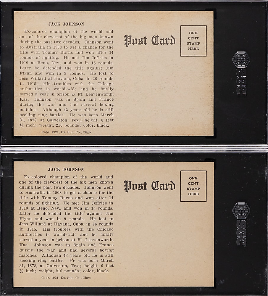 1921 Exhibits Jack Johnson SGC Graded Pair
