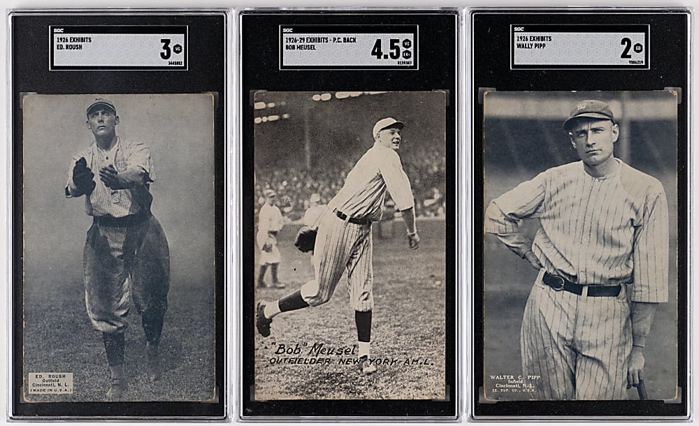 1926-1929 Exhibits SGC Graded Trio with Edd Roush
