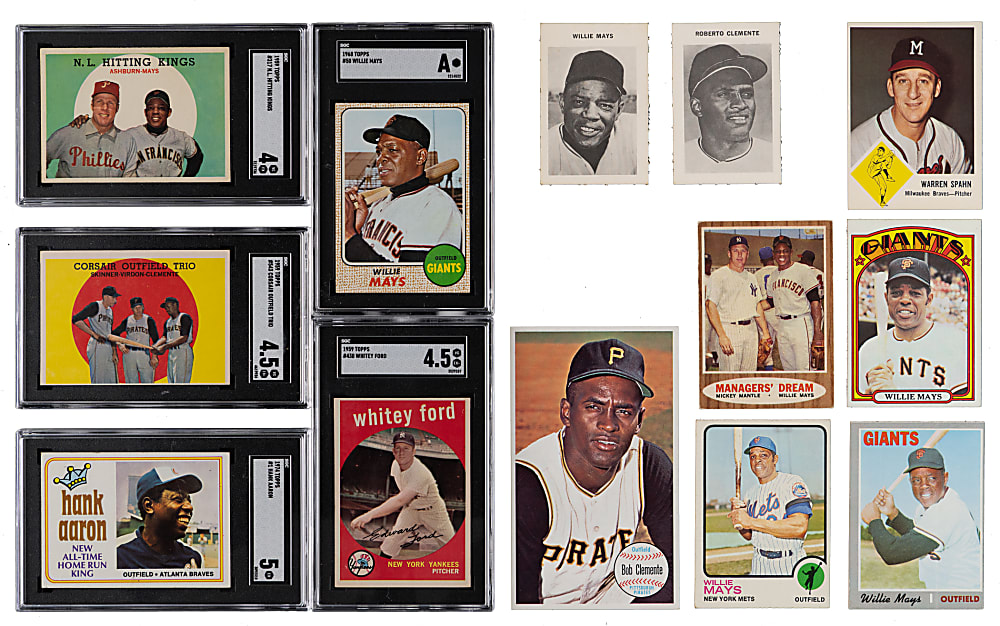 1959-1974 Hall of Fame Singles Collection (13) with (5) SGC Graded Including (7) Willie Mays & (3) Roberto Clemente