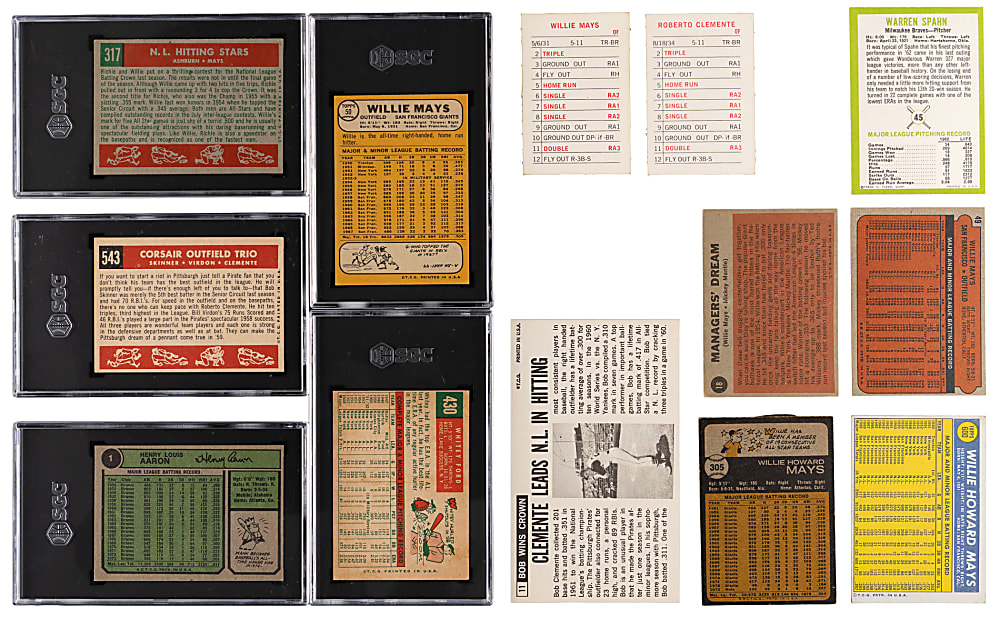 1959-1974 Hall of Fame Singles Collection (13) with (5) SGC Graded Including (7) Willie Mays & (3) Roberto Clemente