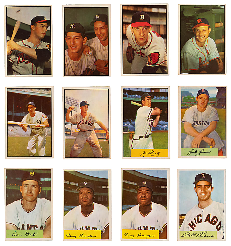 1953 & 1954 Bowman Collection (22) with (6) Hall of Famers Including 1953 Bowman Color #32 Stan Musial