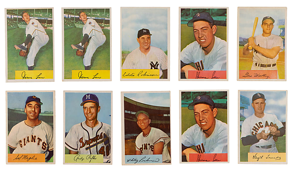 1953 & 1954 Bowman Collection (22) with (6) Hall of Famers Including 1953 Bowman Color #32 Stan Musial