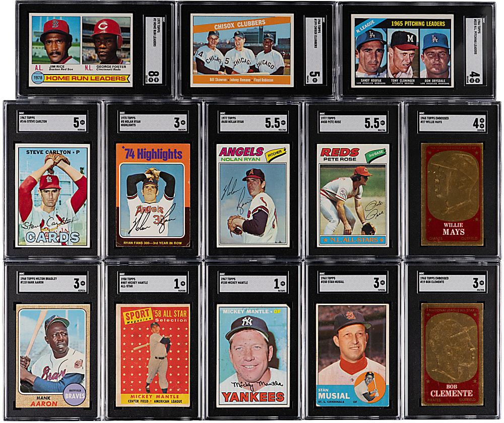 1958-1985 Baseball SGC Graded Collection (37) with (22) Hall of Famers Including Aaron, Clemente, Mantle & Mays