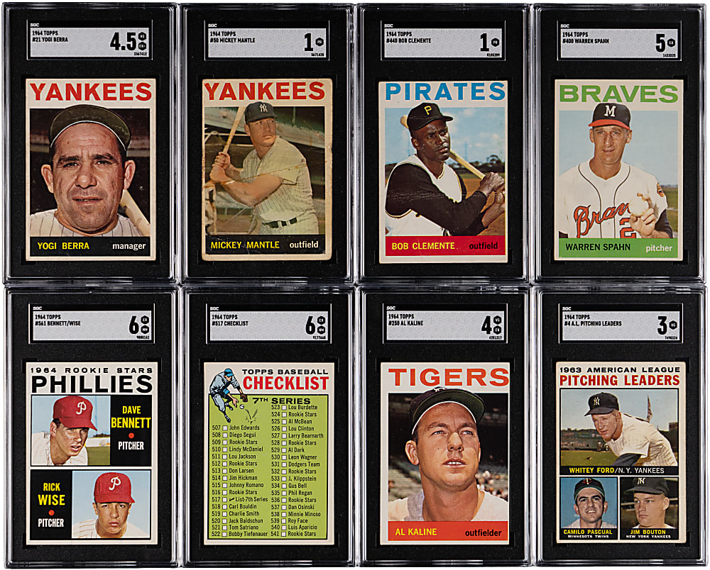 1964 Topps SGC Graded Group (8) with (6) Hall of Famers Including Mickey Mantle