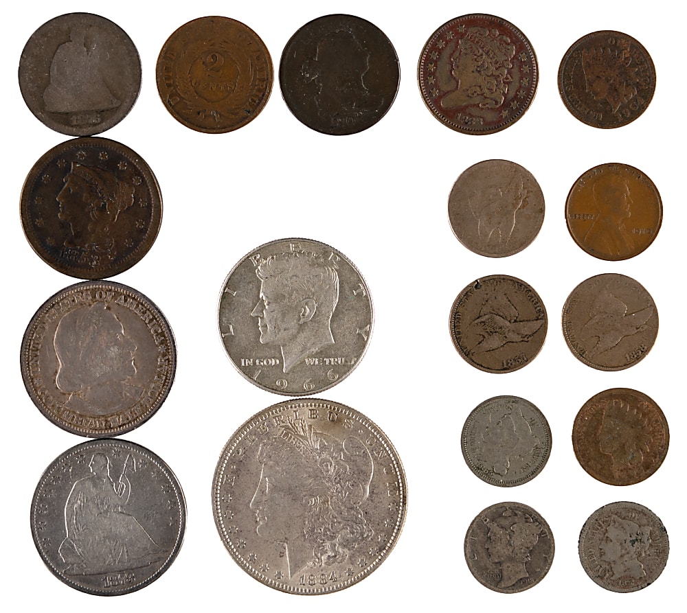 1808-1974 U.S. Type Coin Collection (77) with 1808 & 1832 Half Cents