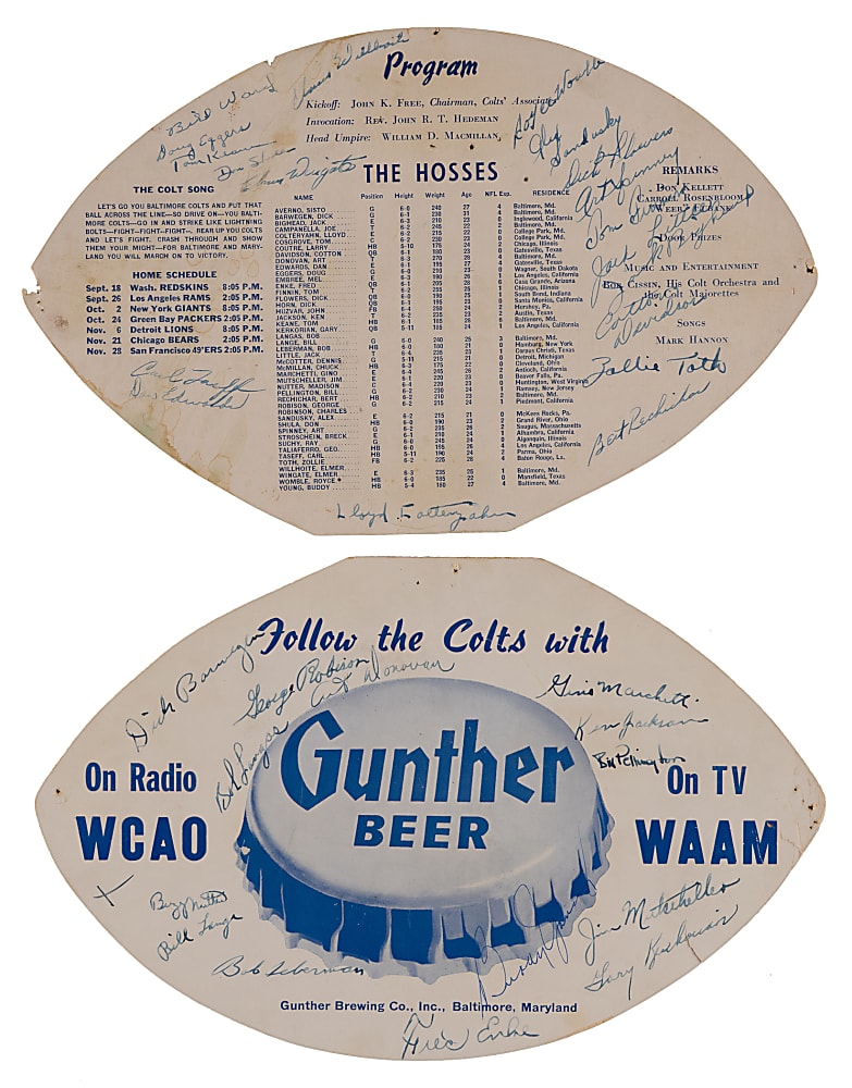 1954 Baltimore Colts Kick Off Banquet Program Signed by (32) Including Early Don Shula - Full JSA LOA