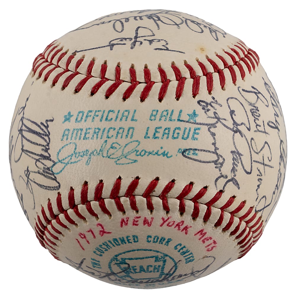 1972 New York Mets Team-Signed Baseball with (31) Signatures Including Mays, Berra & Seaver - JSA LOA