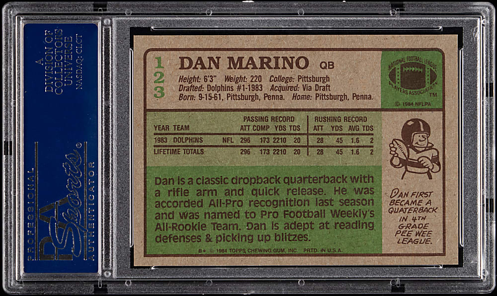 1984 Topps Football #123 Dan Marino Rookie PSA MINT 9