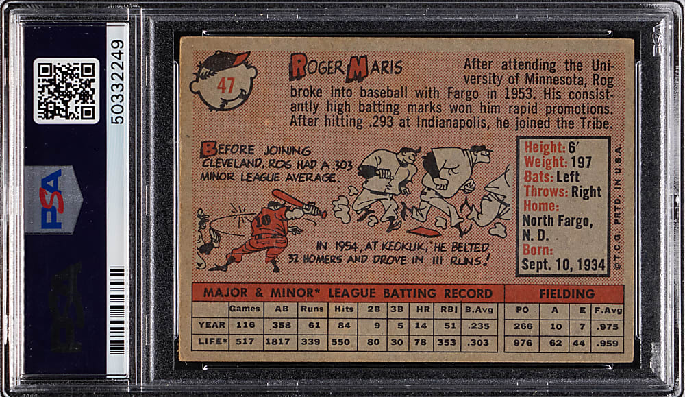 1958 Topps #47 Roger Maris Rookie PSA VG+ 3.5