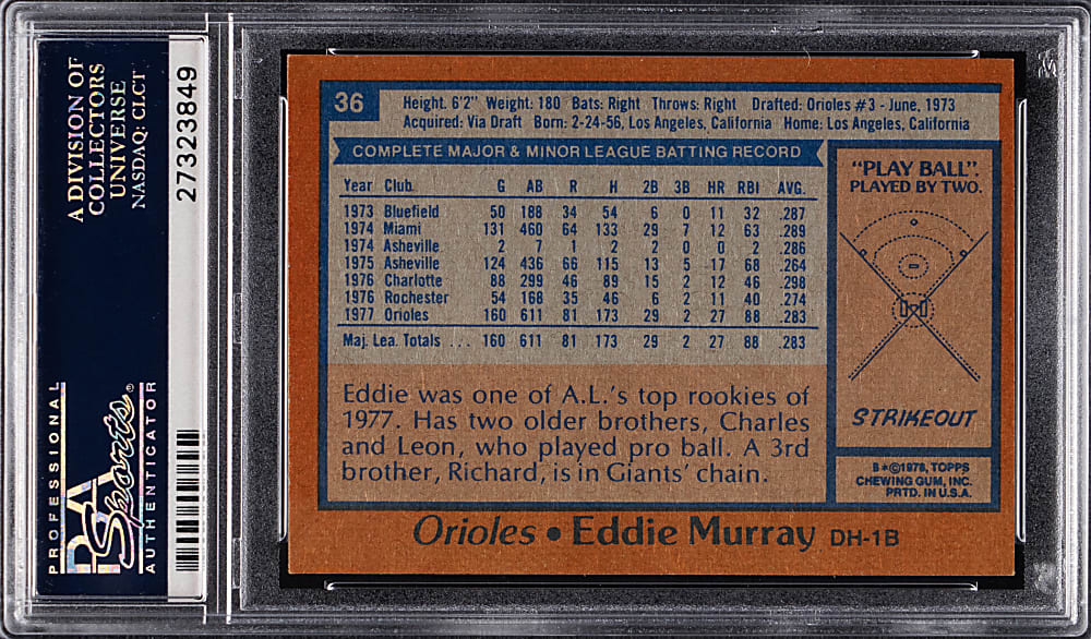 1978 Topps #26 Eddie Murray Rookie PSA NM-MT 8