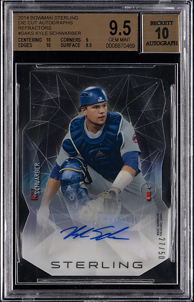 2014 Bowman Sterling Die-Cut Autographs #/50 Kyle Schwarber Rookie BGS GEM MINT 9.5 with Auto Grade 10