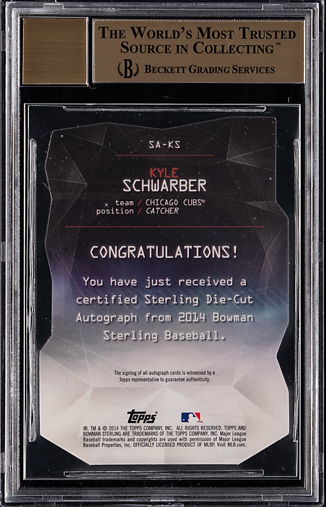2014 Bowman Sterling Die-Cut Autographs #/50 Kyle Schwarber Rookie BGS GEM MINT 9.5 with Auto Grade 10