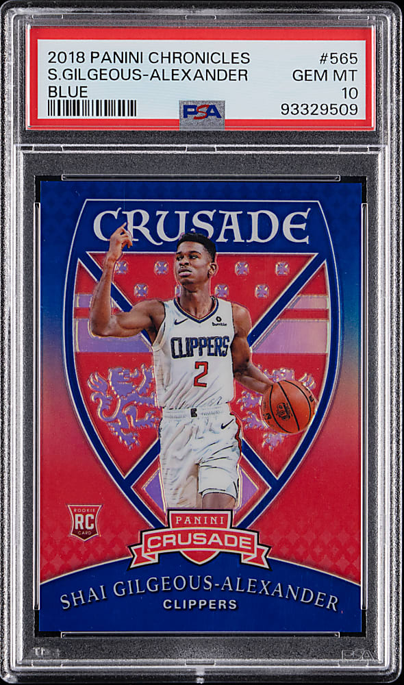 2018-2019 Panini Chronicles Basketball #565 Shai Gilgeous-Alexander Rookie Crusade Blue PSA GEM MT 10