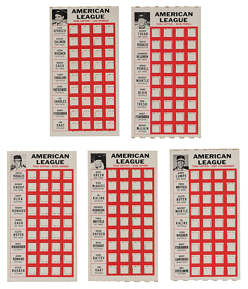 1967 Topps Punch-Outs Baltimore Orioles "Team Captains" (5) with Luis Aparicio & Boog Powell