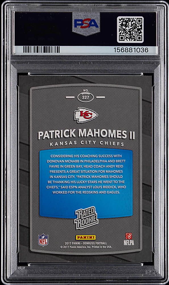 2017 Panini Donruss Football #327 Patrick Mahomes II Rookie PSA NM-MT 8