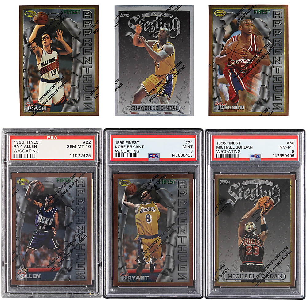 1996-1997 Topps Finest Basketball Partial Set (223/291) with (3) PSA Graded Hall of Famers Including Ray Allen, Kobe Bryant & Michael Jordan