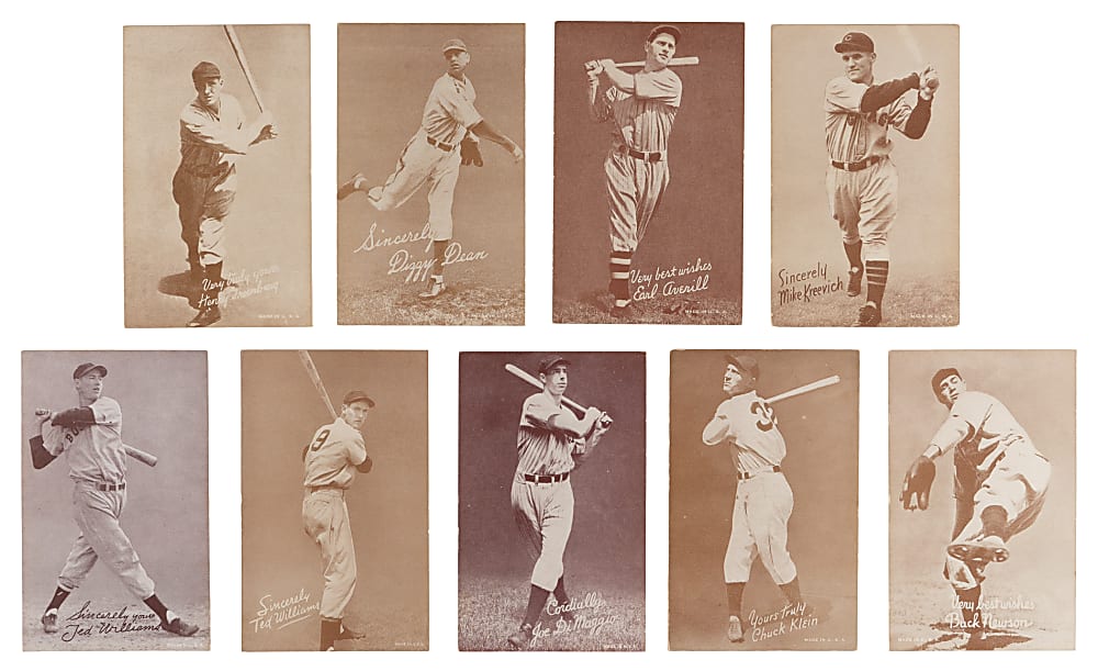 1939-1946 Salutation Exhibits Near Complete Set (73/83) with Both Ted Williams & Tough Shortprints