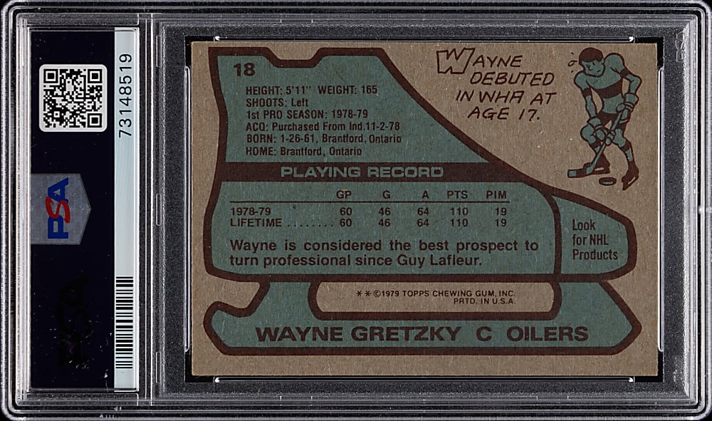 1979-1980 Topps Hockey #18 Wayne Gretzky Rookie PSA EX-MT 6