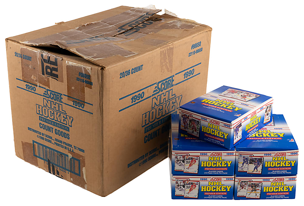 1990-1991 Score Hockey Bilingual Unopened Case & (7) Unopened English Boxes
