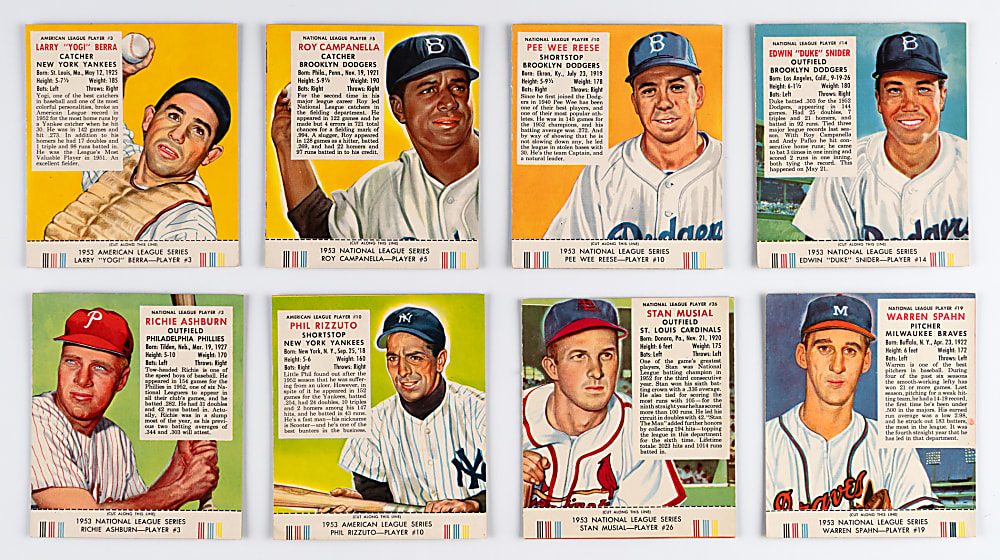 1953 Red Man Tobacco with Tabs Near Complete Set (48/52) with Roy Campanella & Stan Musial