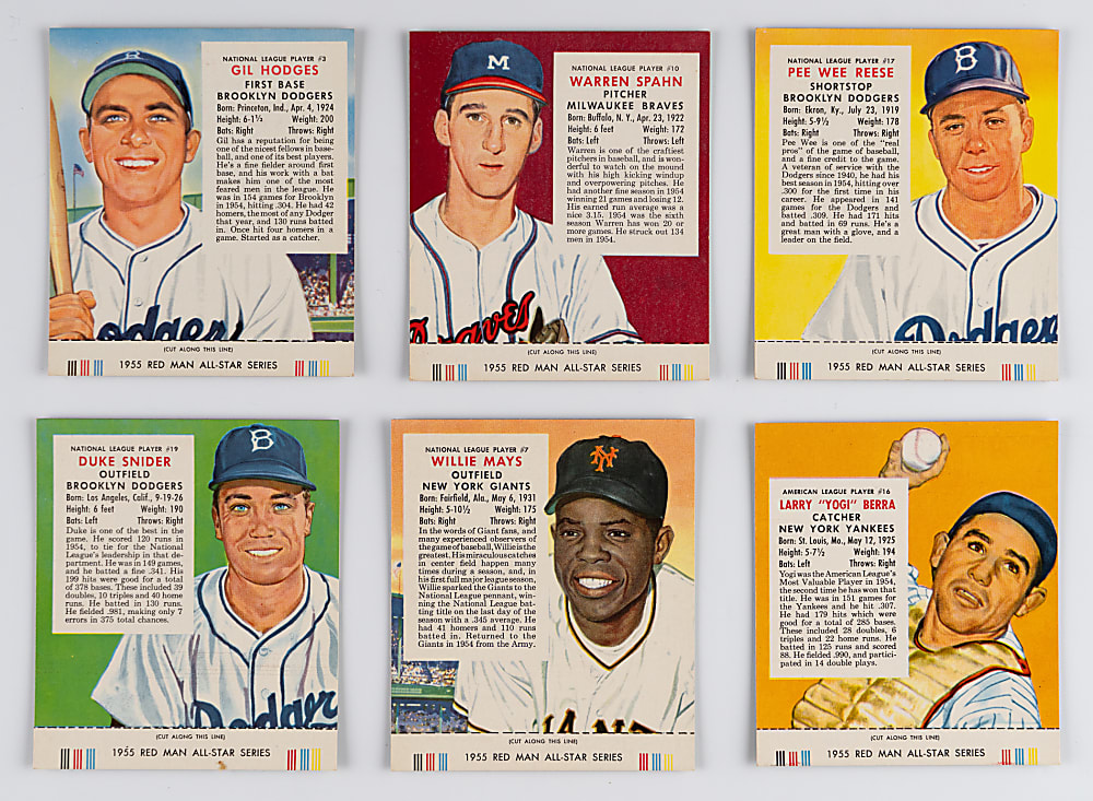 1955 Red Man Tobacco with Tabs Complete Set (50/50) with Willie Mays