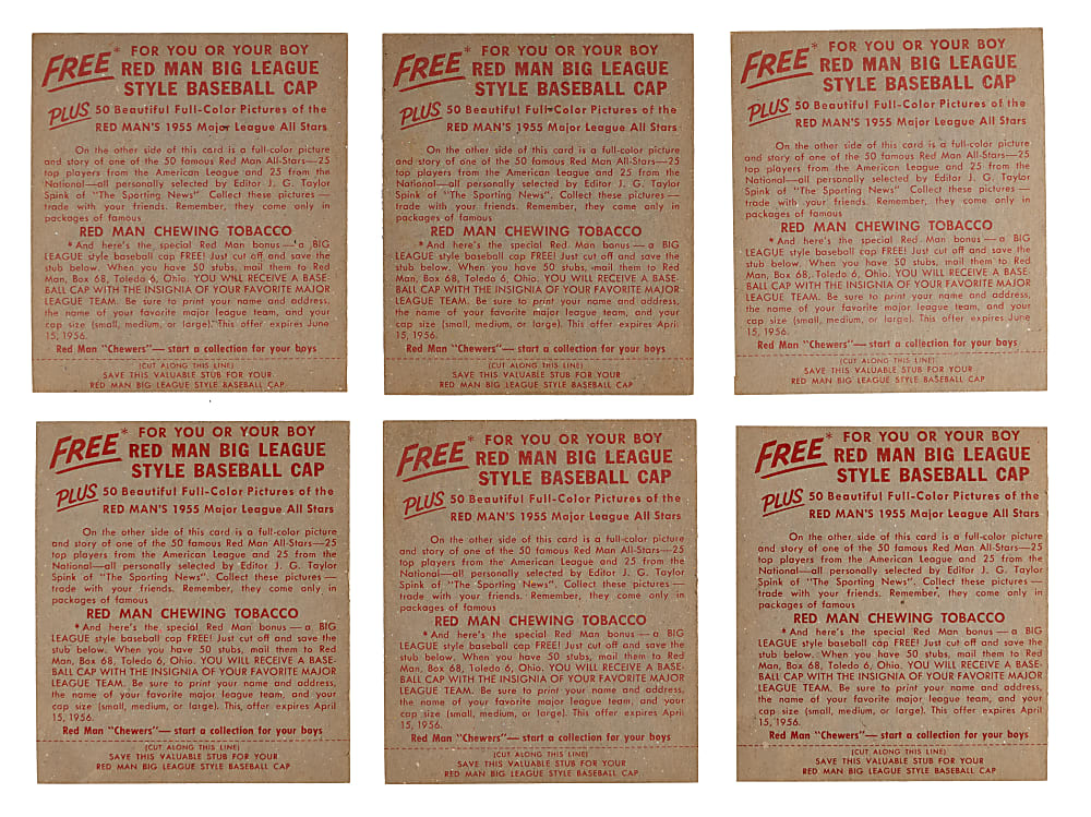 1955 Red Man Tobacco with Tabs Complete Set (50/50) with Willie Mays