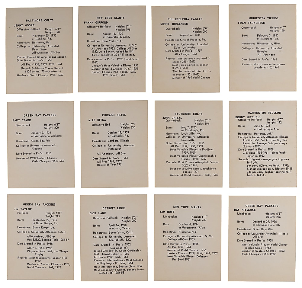 1963 Kahn's Wieners Football Near Complete Set (89/92) - Newly Discovered & Clean!