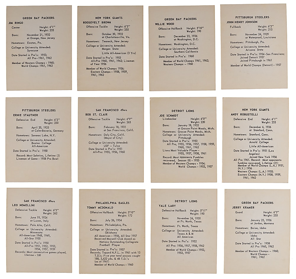 1963 Kahn's Wieners Football Near Complete Set (89/92) - Newly Discovered & Clean!