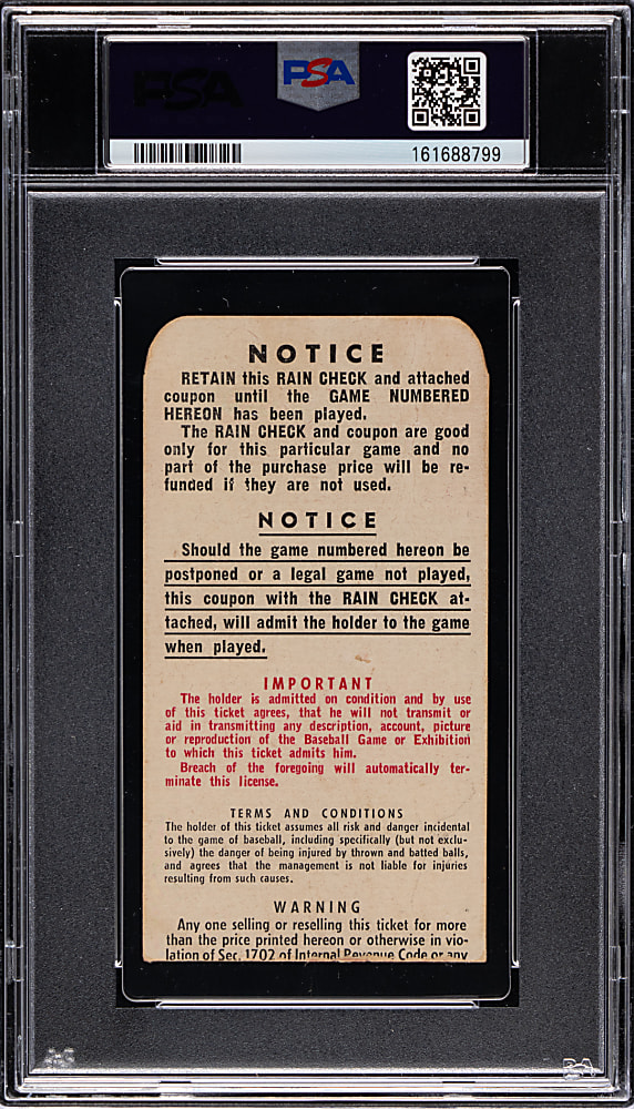 1951 World Series Game 1 Ticket Stub - New York Yankees vs. New York Giants - Mickey Mantle & Willie Mays Postseason Debuts - PSA EX 5