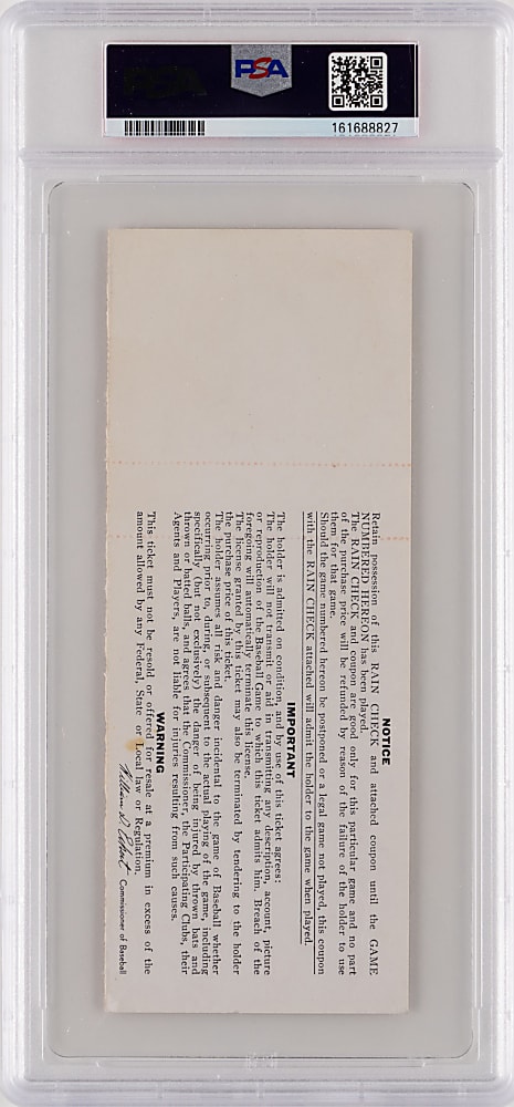1968 World Series Game 2 Full Ticket - Detroit Tigers vs. St. Louis Cardinals - Lolich's First of 3 Complete Game Wins - PSA EX-MT 6