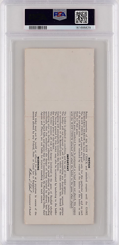 1968 World Series Game 7 Full Ticket - Detroit Tigers Clincher vs. St. Louis Cardinals with Lolich's 3rd Complete Game Win - PSA VG 3