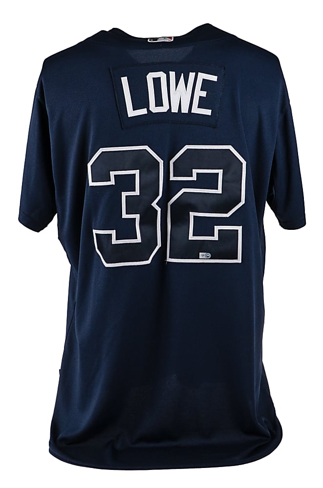 2011 Derek Lowe Game-Used Atlanta Braves Road Jersey with Ernie Johnson Sr. Patch - MLB Hologram Sticker