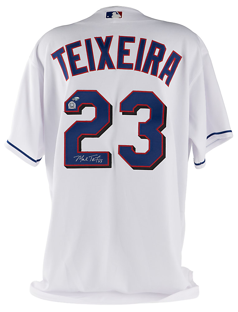 Baseball Jersey Trio with (2) Game-Used Plus Mark Teixeira Signed Texas Rangers