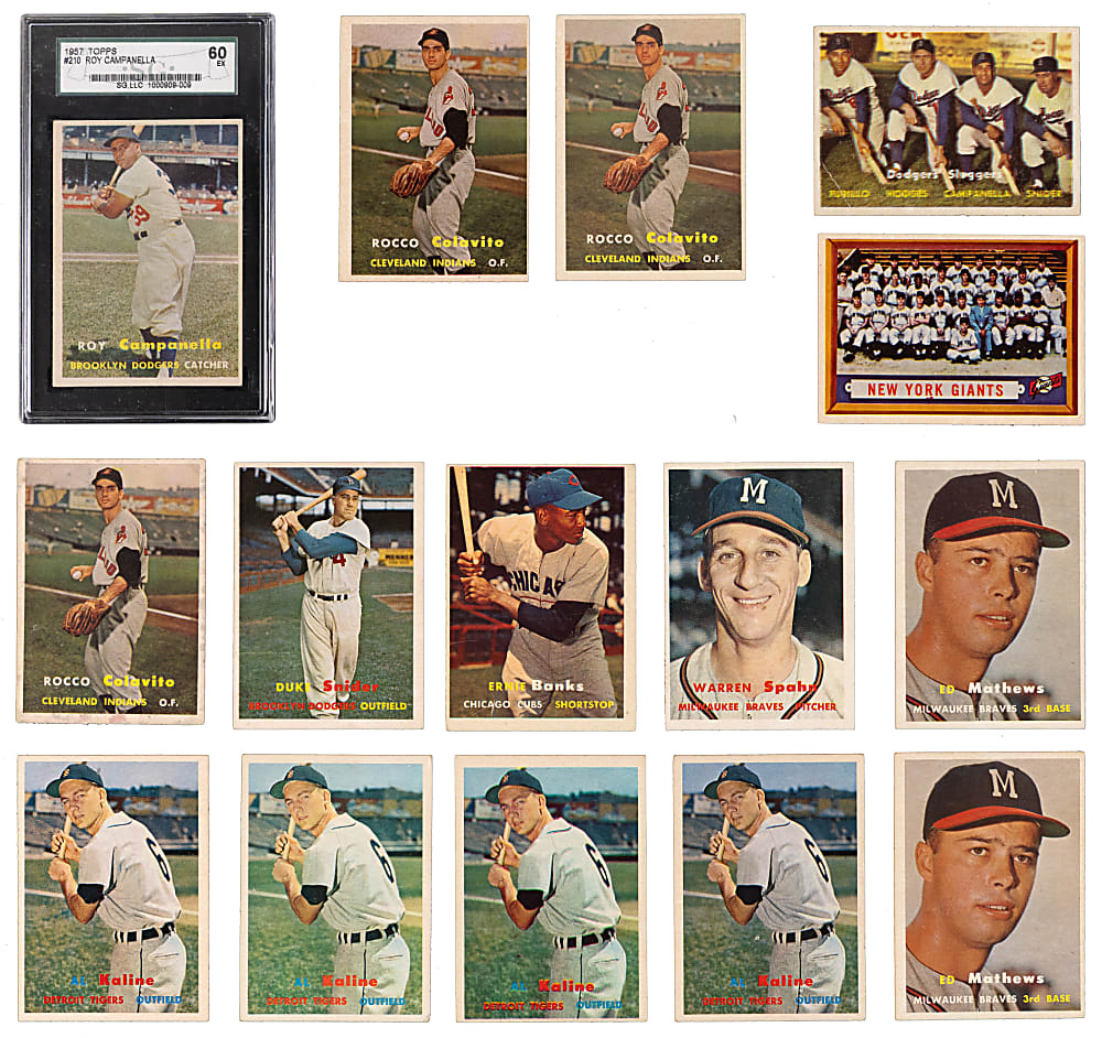 1957 Topps Collection (539) with (25+) Hall of Famers Including #210 Roy Campanella SGC EX 5