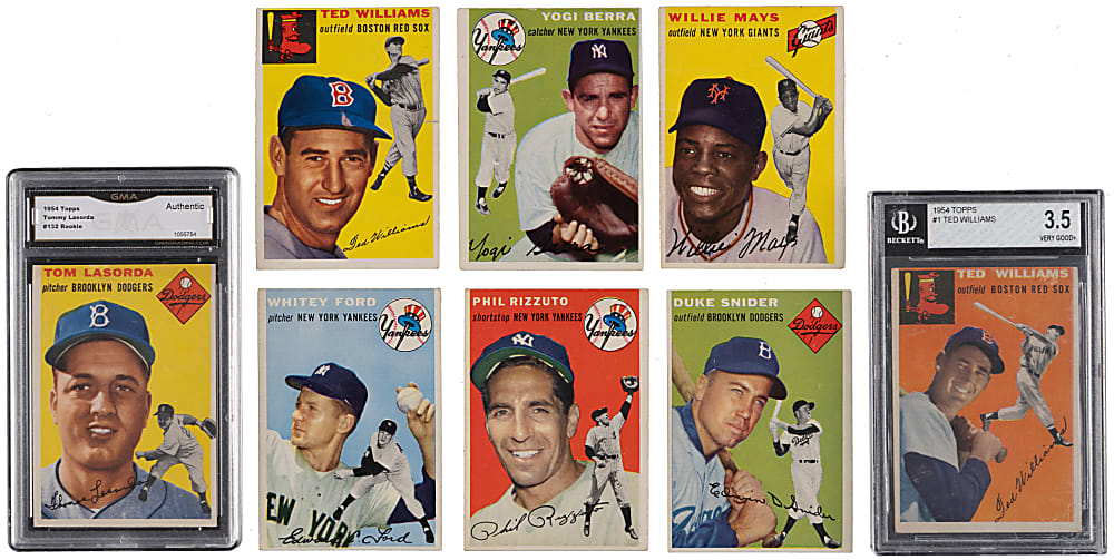 1954 Topps Near Complete Set (246/250) with Both Ted Williams Including BVG VG+ 3.5 & Willie Mays