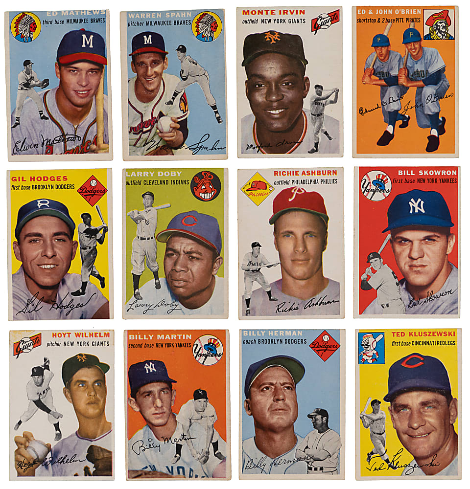 1954 Topps Near Complete Set (246/250) with Both Ted Williams Including BVG VG+ 3.5 & Willie Mays