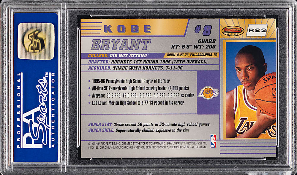 1996-1997 Bowman's Best Basketball Rookies #R23 Kobe Bryant Rookie PSA GEM MINT 10