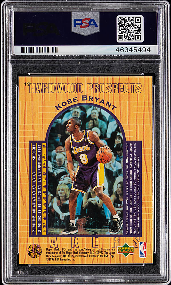 1996-1997 Upper Deck UD3 Basketball #19 Kobe Bryant Rookie PSA GEM MINT 10