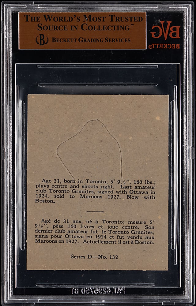 1936 V304D O-Pee-Chee Hockey #132 Hooley Smith BVG NM 7