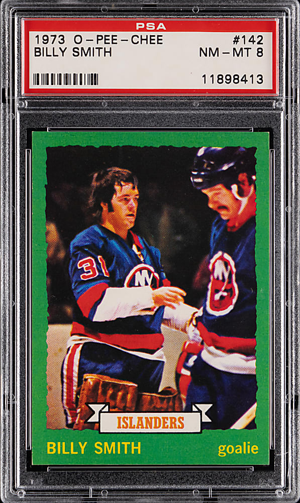 1973-1974 O-Pee-Chee Hockey #142 Billy Smith Rookie PSA NM-MT 8