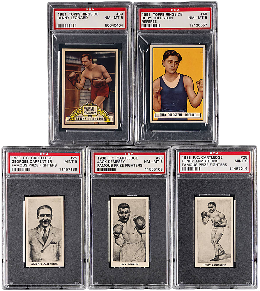 1938 F.C. Cartledge Famous Prize Fighters & 1951 Topps Ringside Boxing Legends PSA NM-MT 8 to MINT 9 Graded Collection (5)