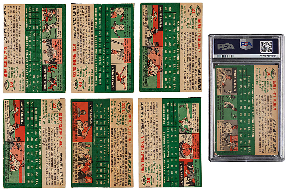 1954 Topps Starter Set (61) Plus (19) Duplicates & PSA Graded Wilhelm
