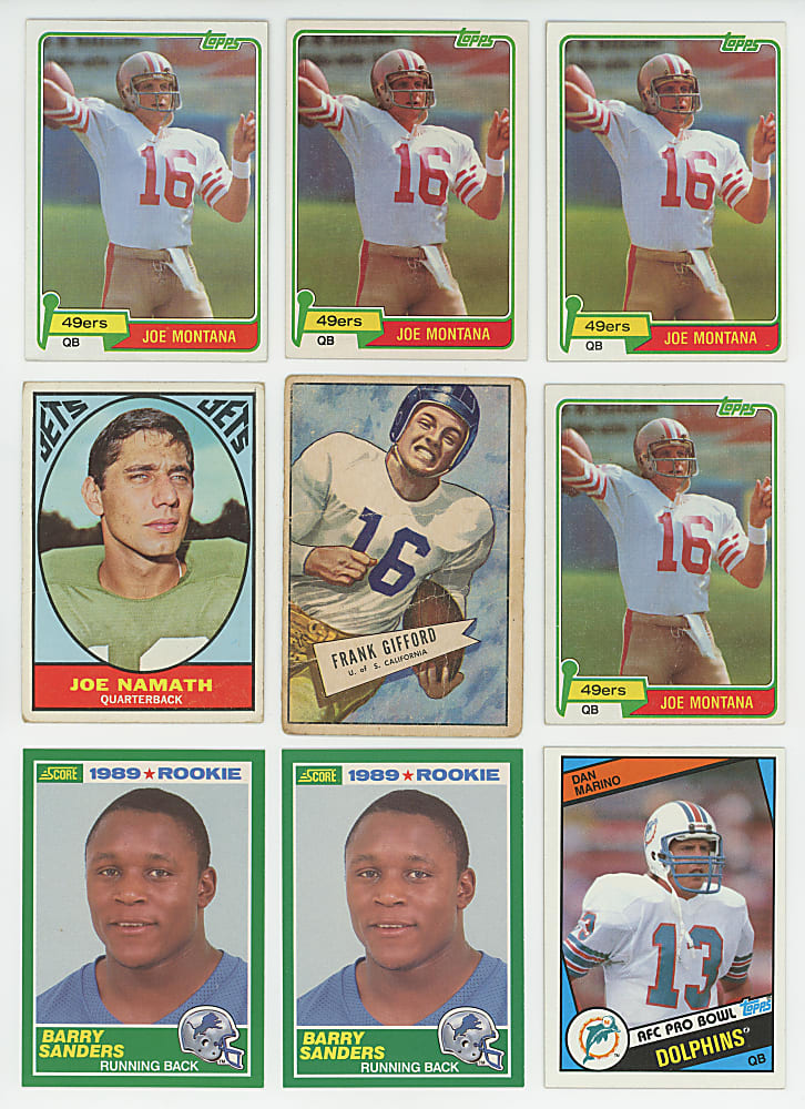 1950-1989 Football Hall of Fame & Star Collection (66) with (4) Montana Rookies, Namath & Starr