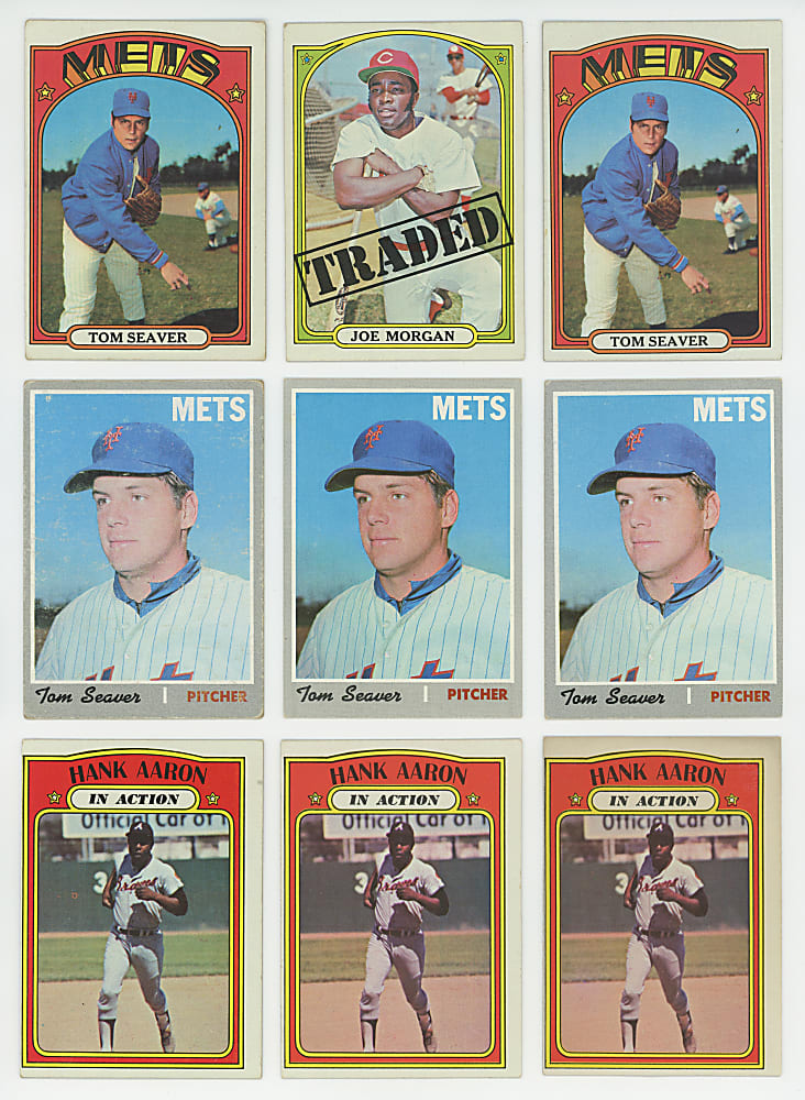 1970-1973 Mostly Topps Hall of Fame Collection (182) with (12) Aaron, (8) Clemente, (4) Mays & (2) Ryan - Loaded!