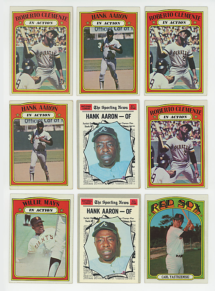 1970-1973 Mostly Topps Hall of Fame Collection (182) with (12) Aaron, (8) Clemente, (4) Mays & (2) Ryan - Loaded!