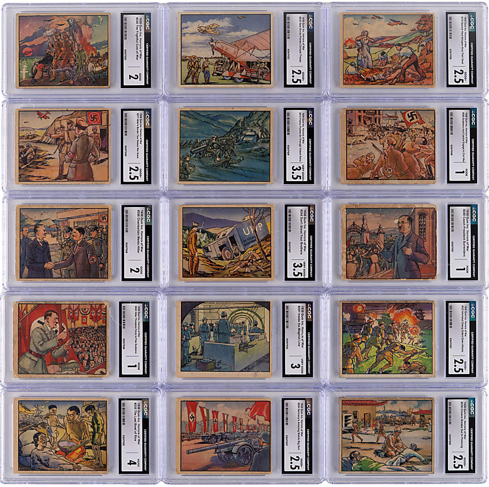 1938 Gum Inc. Horrors of War Near Complete Set (287/288) with (32) CGC Graded High Numbers