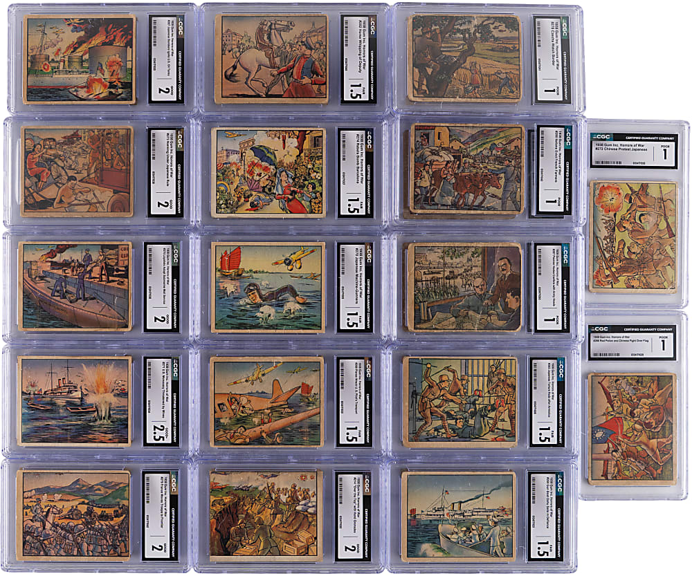 1938 Gum Inc. Horrors of War Near Complete Set (287/288) with (32) CGC Graded High Numbers