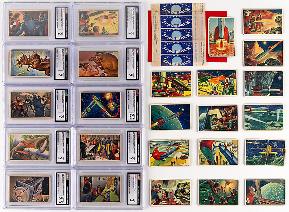 1951 Bowman Jets, Rockets & Spacemen Complete Set (108) with (58) CGC Graded Plus Original Wrapper